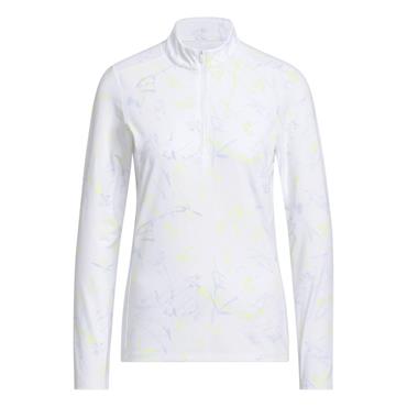 adidas Ladies Ultimate365 Cool Feeling Printed 1/4 Zip Neck Top Frozen Lemon